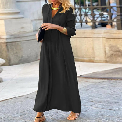 Women's Maxi Dress - V-Neck - Long Sleeve - Flowy Elegant Fit