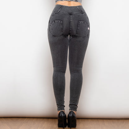 Shascullfites Melody Grey Lift Jeggings Button Up Jeans For Women